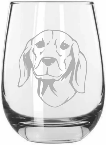 Vista 403 de Shar Pei (chino) - Vaso de vino sin tallo grabado para perro, 15.25 onzas