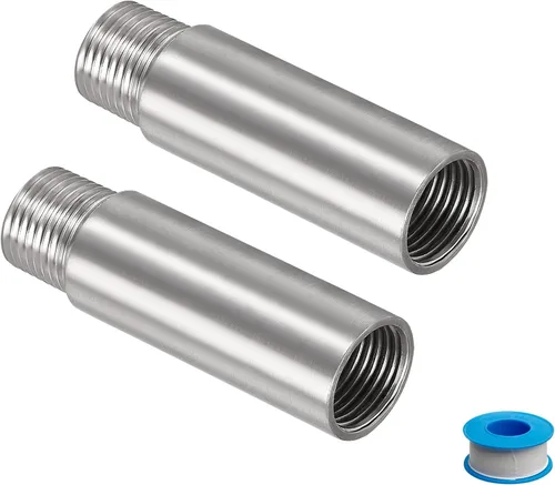 Vista 9 de Brazo de extensión de cabezal de ducha, 1.2 pulgadas, 1/2PT macho a 1/2PT hembra rosca 304, acoplador de montaje de tubería de acero inoxidable 304