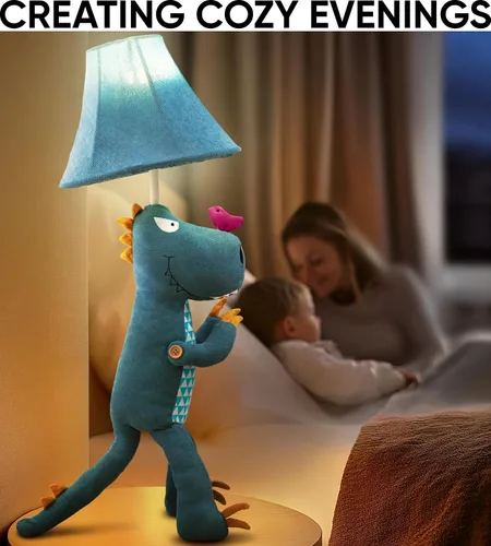 Vista 8 de Lámpara infantil de dinosaurio para dormitorio de niños, 27 pulgadas, lámpara de niños para habitación de niños, bonitos regalos de Navidad, regalos