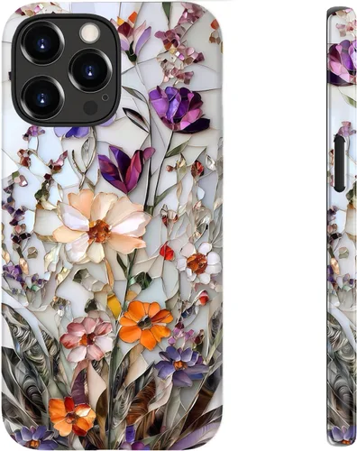 Vista 24 de bemal Funda para iPhone 12 Mini, estética, vintage, floreciente, peonía, concha, femenina, compatible con MagSafe, moderna, única, moderna, moderna