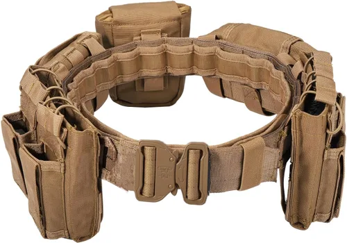 Vista 7 de YAKEDA Cinturones Tácticos de Batalla para Hombres - Cinturón Airsoft de Liberación Rápida con Trigger, Cinturones de Servicio Pesado con Bolsas 7
