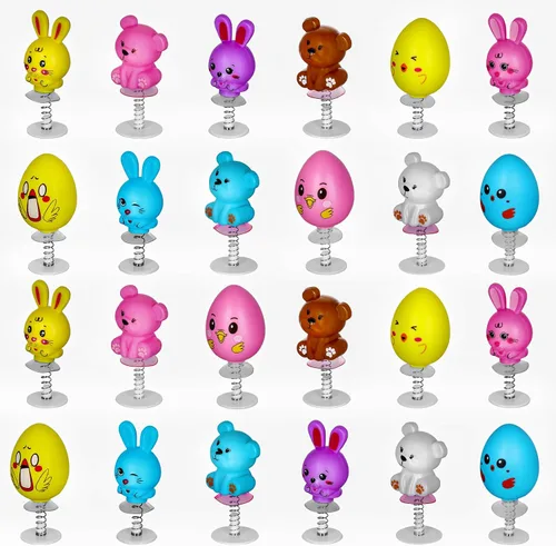 Vista 2 de MGparty 24 juguetes para saltar de Pascua, rellenos de cesta de Pascua, regalos de fiesta, suministros para calcetines, regalos para niños, niñas