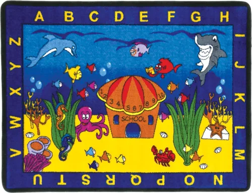 Vista 11 de SAFECASTLE Dino Land - Alfombra educativa para niños, 4 pies 4 pulgadas x 5 pies 6 pulgadas, alfombra de área de dinosaurio con alfabeto y números