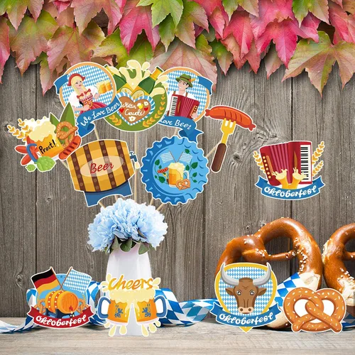 Vista 5 de Decoraciones para fiestas de Oktoberfest, centros de mesa para el Oktoberfest, centros de mesa alemanes para el Oktoberfest, fiesta de cerveza