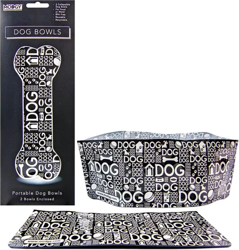Vista 2 de MODGY Plato plegable para comida para perros, reutilizable, tamaño de viaje de plástico, contenedor portátil, campamento, senderismo, automóvil