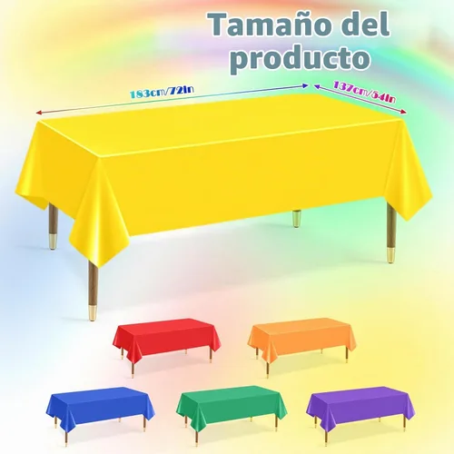 Vista 5 de mwellewm - Mantel desechable de plástico para mesas rectangulares (6 unidades) Table Cloths for 6 Foot Rectangle Tables, Colorful Rectangular
