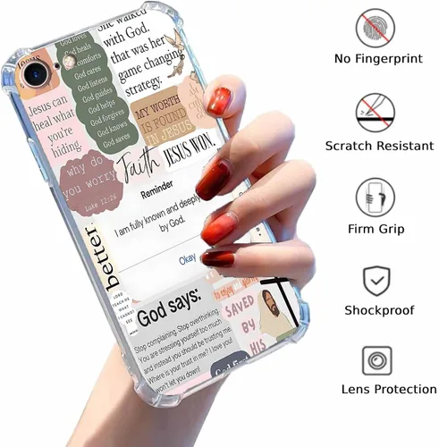 Vista 2 de Funda para Celular con Versículos de la Biblia, Colocación de Citas Cristianas de Jesús, Diseño Collage, Funda Protectora Suave de TPU de Moda