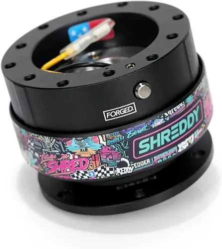Vista 2 de NRG Innovations Gen 2.0 Adaptador de liberación rápida para volante de 6 orificios con pernos de montaje, liberación rápida - cuerpo negro/anillo