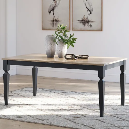 Vista 2 de Signature Design by Ashley Mendinfort - Mesa de comedor casual de madera de mango, color marrón claro y negro