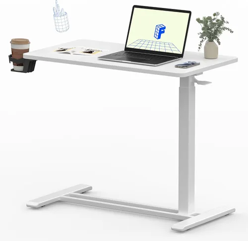 Vista 10 de FLEXISPOT Escritorio Móvil de Pie con Ruedas Escritorio Neumático para Laptop Carrito de Computadora Rodante Móvil Altura Ajustable Pequeño Negro