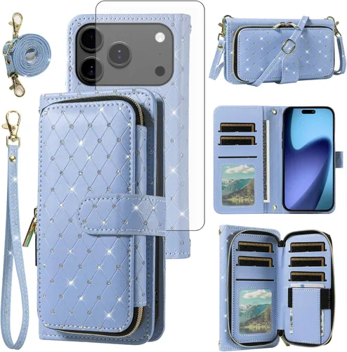 Vista 99 de Funda para teléfono iPhone 6 6S con cremallera y protector de pantalla con protector de pantalla, correa de cordón cruzado, ranura para iPhone 6 Six