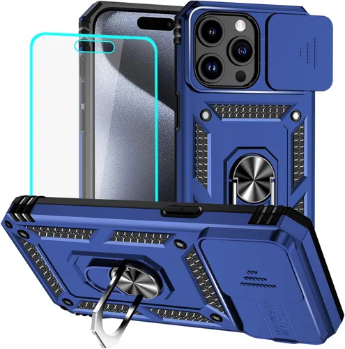 Vista 48 de HNHYGETE Funda para iPhone 12 Pro Max con protector de pantalla: [grado militar de 20 pies probada en caídas] Funda protectora para cámara Negro