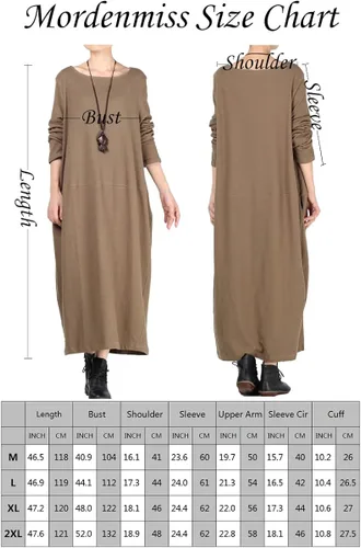 Vista 3 de Mordenmiss Vestido tipo suéter de punto para mujer, manga larga, holgado, sin botones