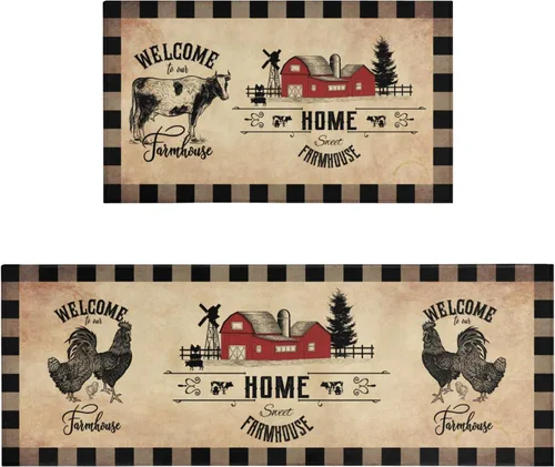 Vista 13 de Juego de 2 tapetes de cocina estilo bohemio para cocina, diseño azteca occidental, color negro, antideslizantes, lavables, para el suelo, 2 piezas