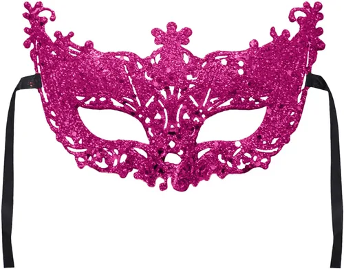 Vista 4 de Disfraz de fiesta de carnaval de Mardi Gras (rosa intenso, talla única)