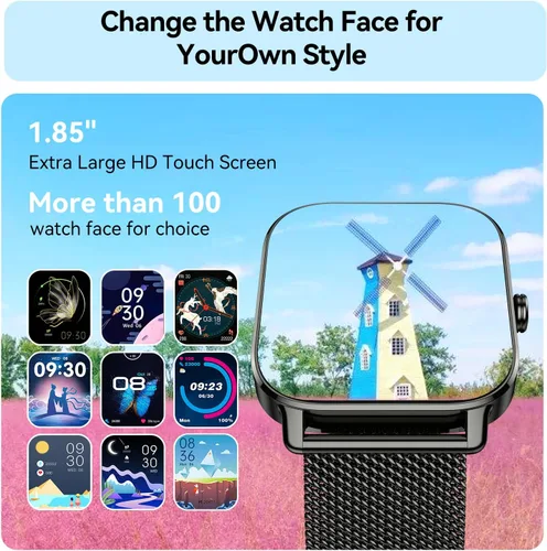 Vista 6 de Reloj inteligente para hombres y mujeres Fitness: resistente al agua, responder llamada, relojes digitales para hombre, podómetro, reloj inteligente
