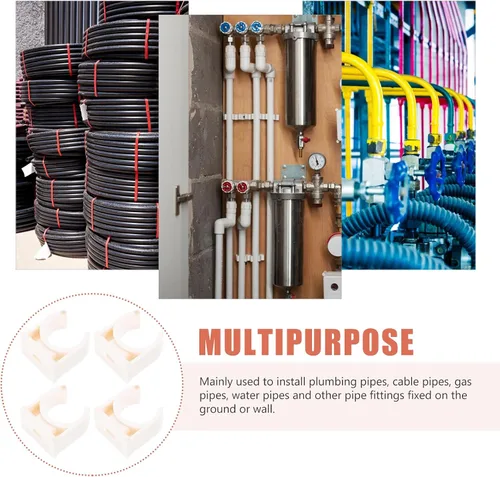 Vista 5 de Yardwe Abrazaderas de tubo de PVC de 1/2 pulgada, 200 piezas de soporte de tubo blanco en forma de U para fontanería, gas, instalación de agua