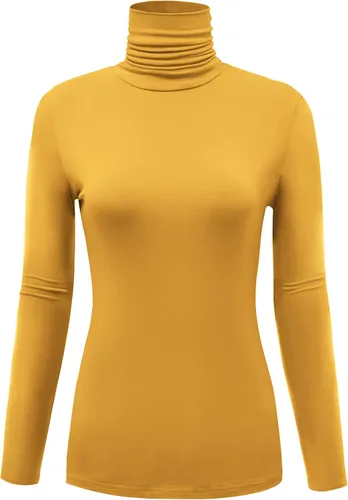 Vista 8 de AUHEGN - Camiseta de cuello alto con manga larga, ligera y ajustada para mujer, con cuello de tortuga (talla S-XXL)