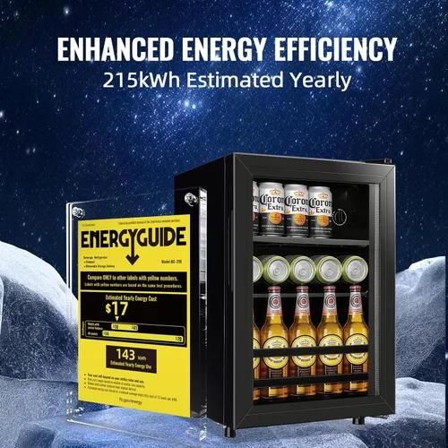 Vista 7 de Refrigerador de bebidas de 1.3 pies cúbicos, mini refrigerador para refrescos, cerveza o latas, enfriador de bebidas personal, 7 modos, estantes