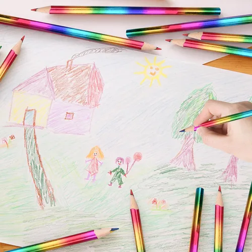 Vista 5 de GOLDGE 40 Lápices Arcoíris 4 en 1 para Fiestas (NO pre-afilados) – Lápices de Colores para Niños, Regalos de Fin de Año para Estudiantes