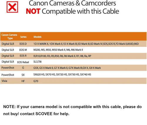Vista 6 de SCOVEE Cable USB para cámaras digitales Canon Rebel/PowerShot/EOS/DSLR/ELPH, cable de datos de transferencia para videocámara Canon Rebel, cargador