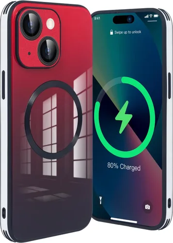 Vista 9 de Guppy Funda para iPhone 12 Pro - Parte trasera de vidrio degradado con carga magnética, película de lente, color negro