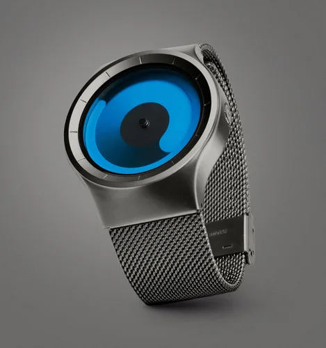 Vista 4 de ZIIIRO Reloj unisex Mercurio cromado con correa de malla de acero inoxidable (océano Gunmetal)