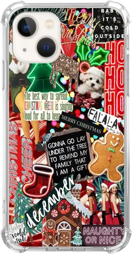 Vista 5 de Funda estética navideña compatible con iPhone 15, funda festiva de invierno para iPhone 15, funda de TPU a la moda