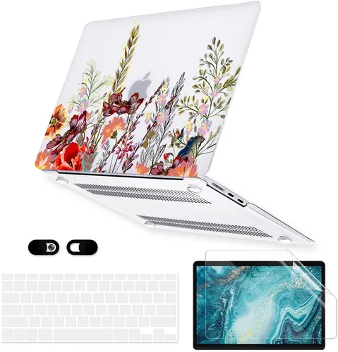 Vista 15 de Funda para MacBook Air de 13 pulgadas A1466 A1369 versión 2010-2017, 5 en 1 carcasa rígida de plástico, funda para teclado, protector de pantalla