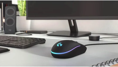 Vista 2 de Logitech G203 - Mouse para juegos con cable, 8,000 DPI, efecto óptico arcoíris LIGHTSYNC RGB, 6 botones programables, memoria integrada, mapeo