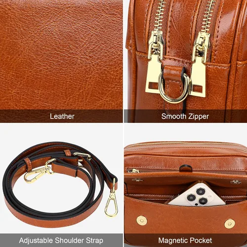 Vista 5 de Over Earth Leather Crossbody Purses Messenger Bag for Women with Double Main Pockets