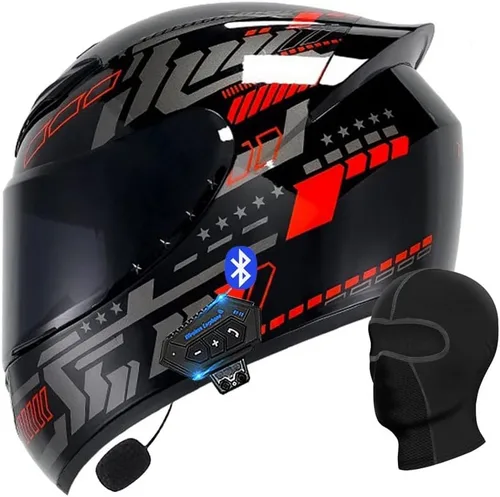 Vista 9 de Casco de motocicleta con Bluetooth, casco con Bluetooth integrado, casco integral plegable con Bluetooth, aprobado por DOT/ECE, con múltiples