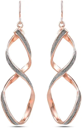 Vista 3 de LeCalla Aretes colgantes de plata de ley 925 ligeros y clásicos lineales para mujer