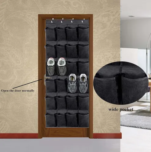Vista 3 de Organizador de zapatos colgante sobre la puerta, zapatero de malla de gran capacidad, 24 bolsillos para colgar zapatos, armario de almacenamiento