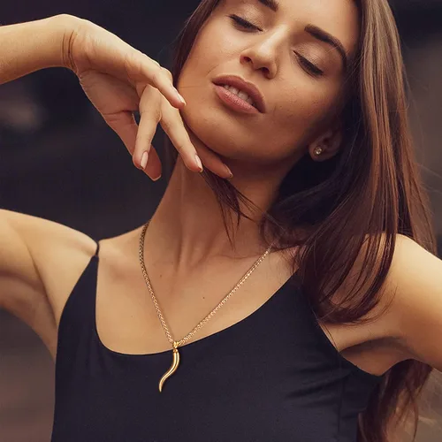 Vista 9 de U7 Colgante de cuerno italiano para hombres y mujeres, acero inoxidablenegrooro de 18 quilates, joyería de protección de talismán amuleto