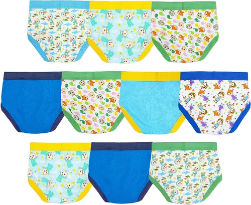 Vista 2 de Coco Melon Boys' Tienda Exclusive 10-Pack of 100% Soft Combed Cotton Briefs in Sizes 18m, 23t and 4t