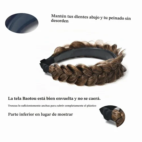 Vista 4 de Diadema Ancha Trenzada Aro Accesorios de Moda para el Cabello Banda Elástica Antideslizante para Mujeres y Niñas (Color Bronce Antiguo)