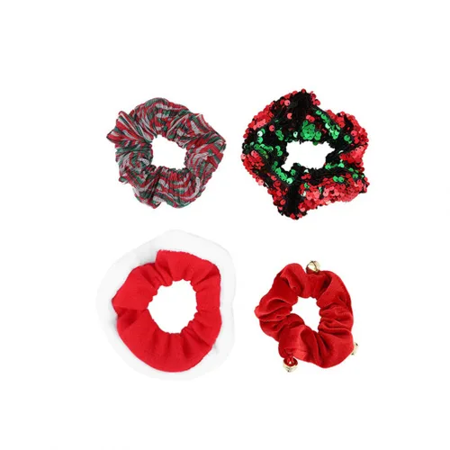 Vista 6 de 5 bandas elásticas para el cabello para Navidad (rojo)
