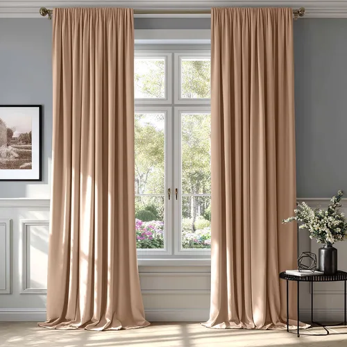 Vista 10 de MIULEE - Juego de 2 paneles de cortinas negro opacas y térmicas de terciopelo para la sala de estar y dormitorio, con bolsillo para cortinero, de 63