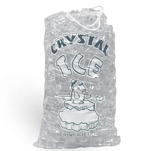 Vista 2 de Bolsas de plástico para hielo, 10 lb con cierre de cuerda, paquete de 100