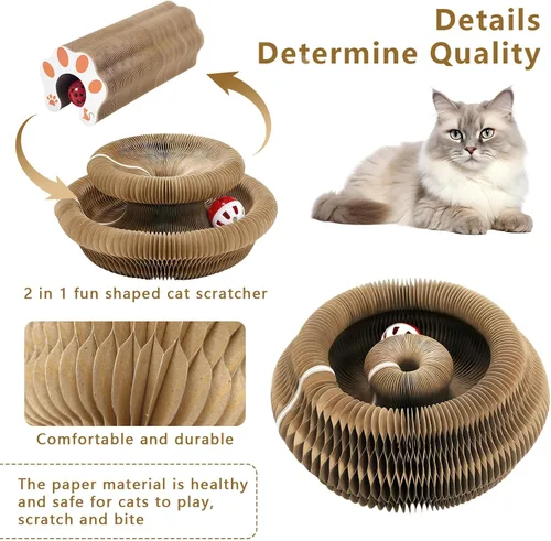 Vista 3 de SEPAZON Kitlty Cat Toys Kurliz - Rascador para gatos, tabla de rascar mágica para gatos, almohadilla de cartón reciclable para gatos aburridos