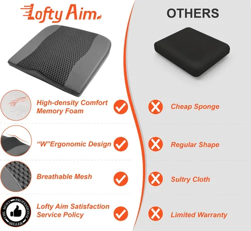 Vista 9 de Lofty Aim Cojín de asiento de automóvil, cómodos cojines de espuma viscoelástica para conducir, alivio del dolor de ciática y espalda baja, almohada