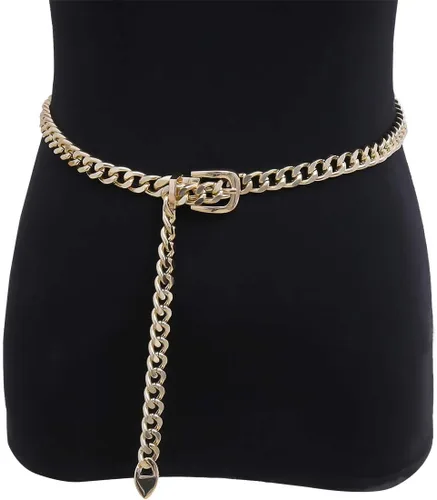 Vista 6 de KunJoe Cinturón de cadena para mujer, cadena de cinturón grueso, cadena de oro