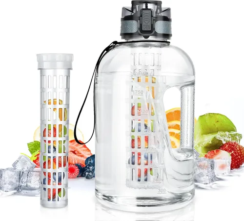 Vista 9 de UTEBIT Botella de agua con infusor de frutas de 32 onzas, botella de agua deportiva aislada con pajilla, 1 litro, sin BPA, a prueba de fugas, jarra