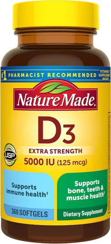 Vista 7 de Nature Made Vitamina D3 5000 UI (125 mcg), 240 cápsulas blandas de vitamina