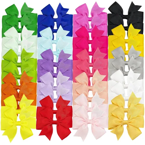 Vista 9 de 24 lazos para el cabello de 3 pulgadas para niñas, cinta de grogrén, pinzas para el pelo de bebé, accesorios para el cabello de niños pequeños