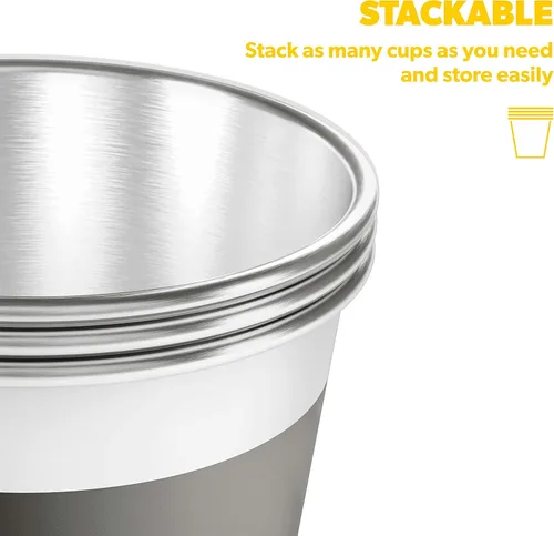 Vista 7 de Dometic Pinta de 16 onzas (paquete de 4) vasos apilables de acero inoxidable prémium (mineral)