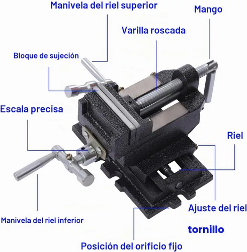 Vista 2 de Tornillo de prensa de taladro deslizante cruzado de 3 pulgadas, mesa de banco compuesto, abrazadera de carpintería, mesa deslizante cruzada