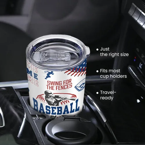 Vista 7 de SANDJEST Tazas de viaje aisladas de acero inoxidable de béisbol, tazas de café de 20 onzas y 30 onzas, regalo para amantes del béisbol, mamá, papá