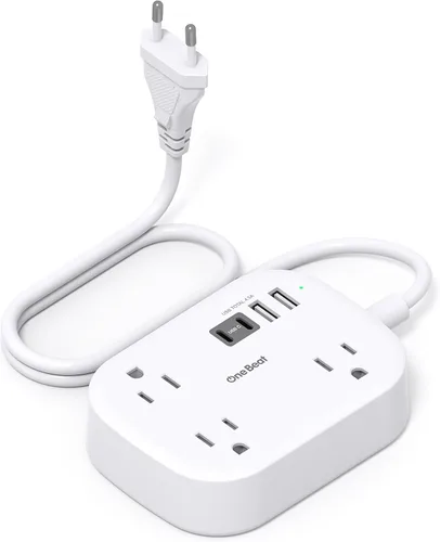 Vista 8 de One Beat Adaptador de enchufe de viaje europeo con cable de extensión de 3